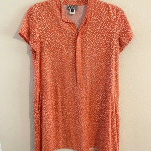 Dusen Dusen Anthropologie Dress Womens Medium Orange Red Composition Short